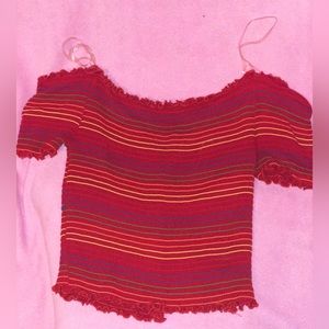 Red Strapless Crop Top